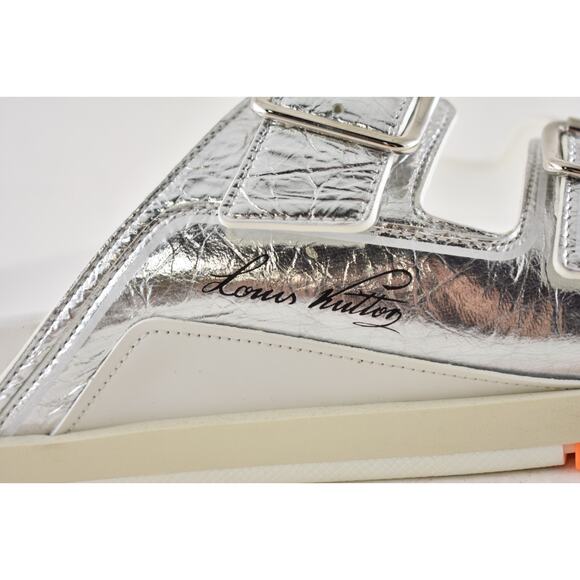 Louis Vuitton Trainer Mule Metallic Silver Buckle Slide Sandal UK 9 US 10 11 - Picture 3 of 16